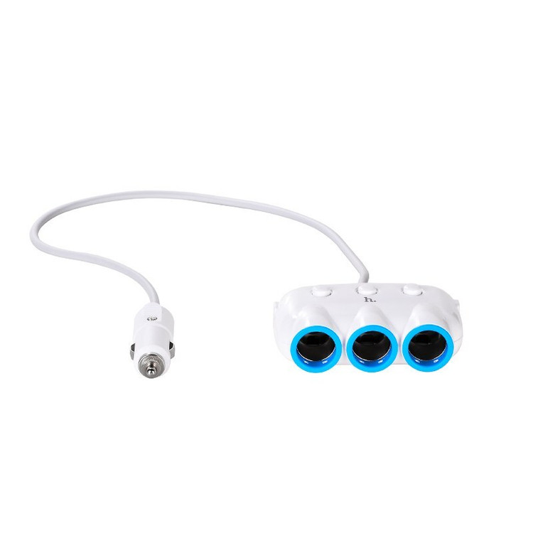 شارژر فندکی همه کاره خودرو برند هوکو 3 خروجی فندکی و 2 خروجی USB شارژ سریع