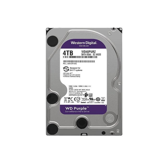 هارددیسک اینترنال استوک وسترن دیجیتال مدل Purple WD40PURZ ظرفیت 4 ترابایت
