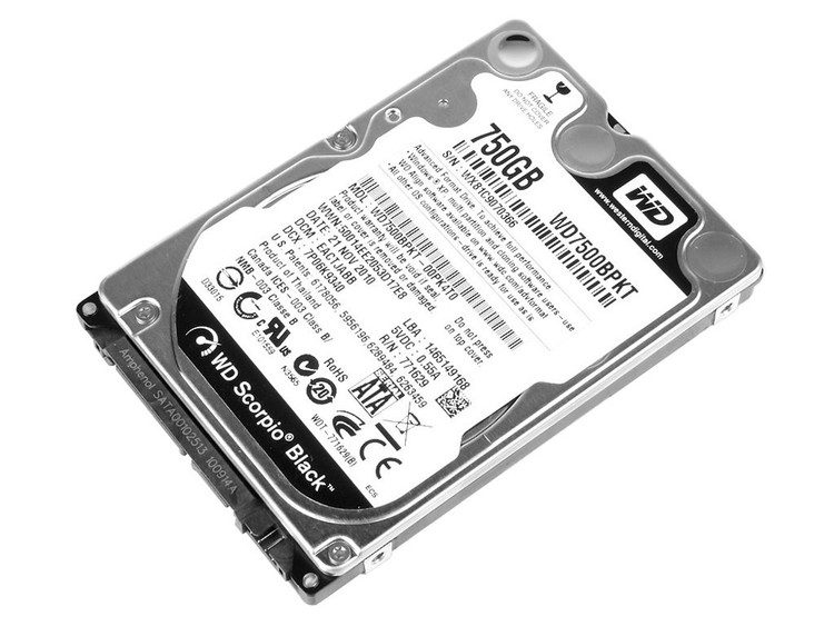 هارد لپ تاپی وسترن دیجیتال بلک ظرفیت 750 گیگ مدل WD7500BPKT