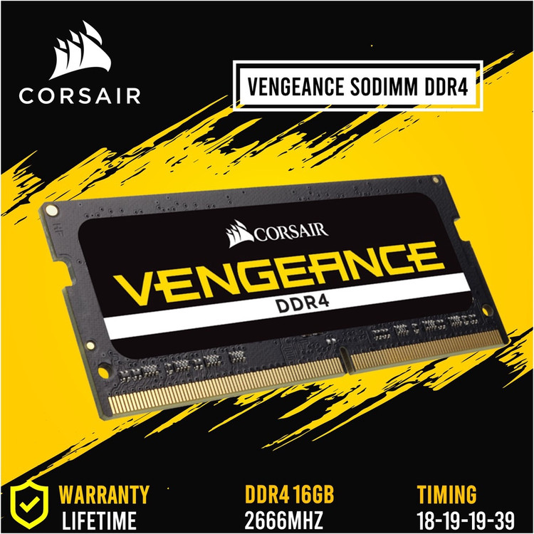 رم لپ تاپ کورسیر ونجینس ظرفیت 64 گیگ (2 ماژول 32 گیگ) باس 2666MHZ مدل CMSX64GX4M2A2666C18