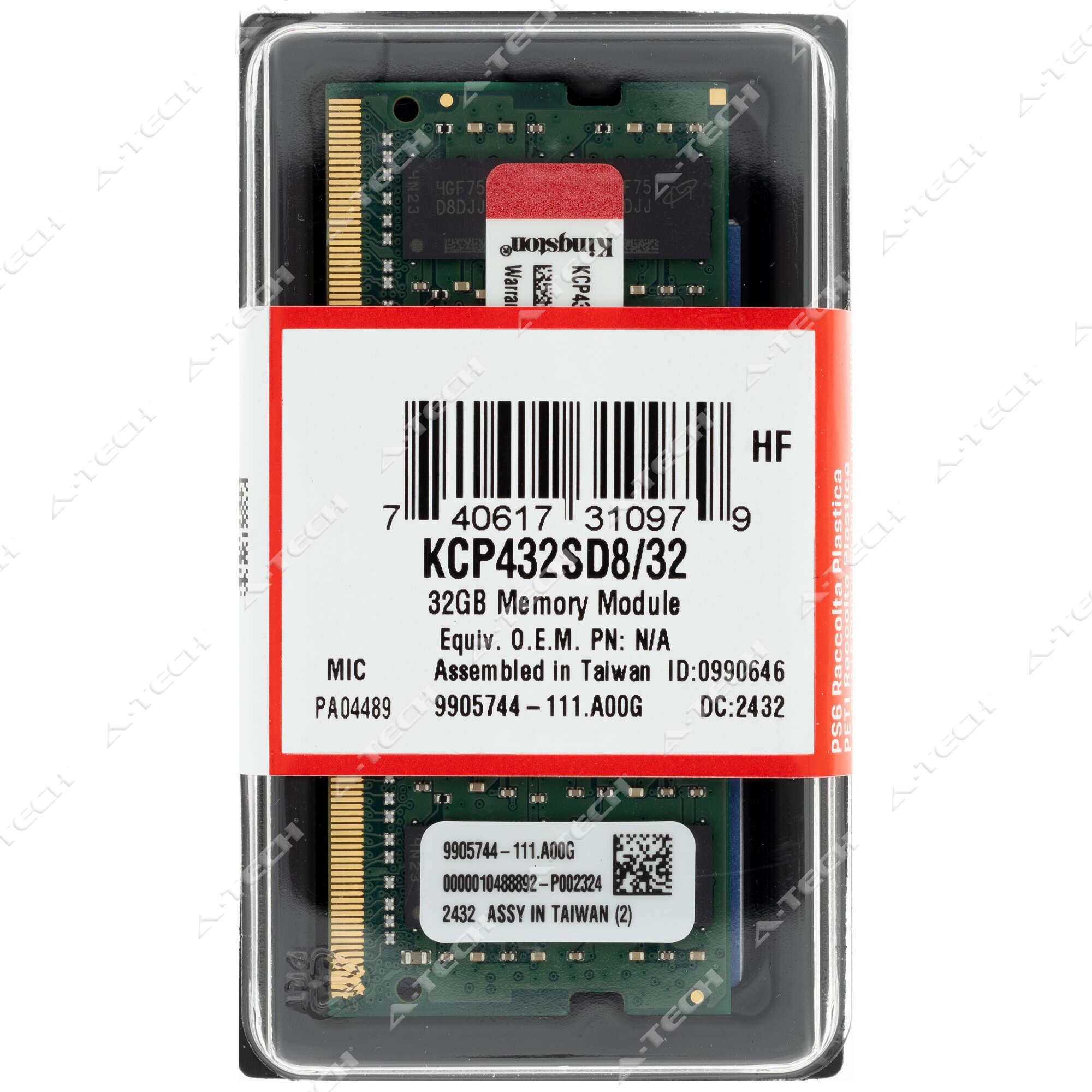 رم لپ تاپ کینگستون ارجینال تایوانی DDR4 32GB 3200MHz CL22 ظرفیت 32 گیگ گارانتی 2 ساله