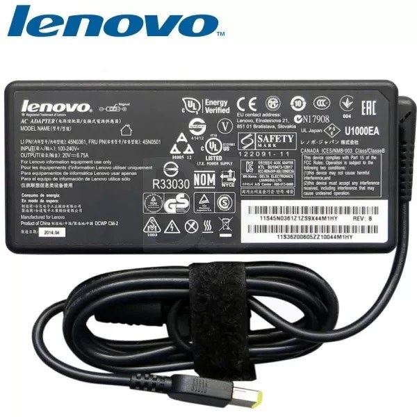 شارژر لپ تاپ Lenovo 135W 20V 6.75A سر فیش USB