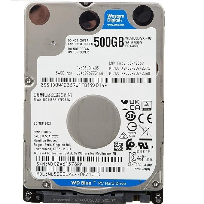 هارددیسک اینترنال اسلیم لپ تاپ وسترن دیجیتال مدل WD5000LPZX ظرفیت 500 گیگابایت