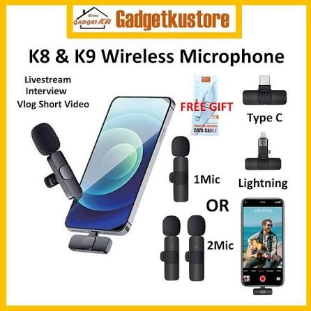 میکروفون بی سیم k9 با قابلیت پخش زنده برای آیفون لایتنینگ