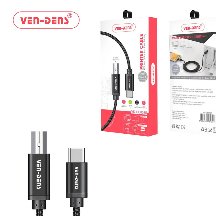 کابل USB-C پرینتر وندنز مدل VD-DCC02 طول 2 متر اتصال گوشی مستقیم به پرینتر