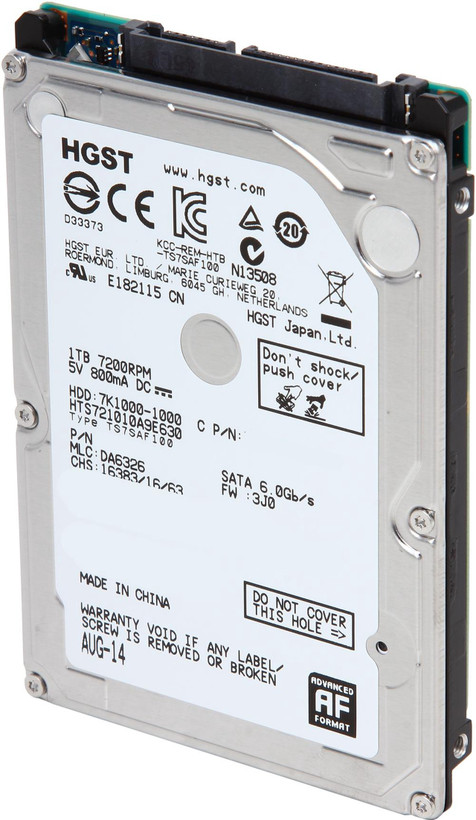 هارد لپ تاپ برند HGST مدل HTS721010A9E630 ظرفیت 1 ترابایت 7200 دور کاملا نو گارانتی 1 ساله