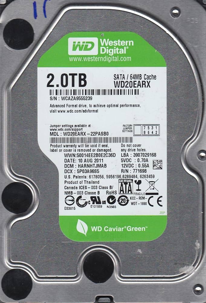 هارد 3.5 اینچی کامپیوتر وسترن دیجیتال ظرفیت 2 ترابایت یکسال گارانتی